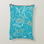 パイルを特徴とする複雑なターコイズ生地デザイン アクセントクッション (裏面(縦))