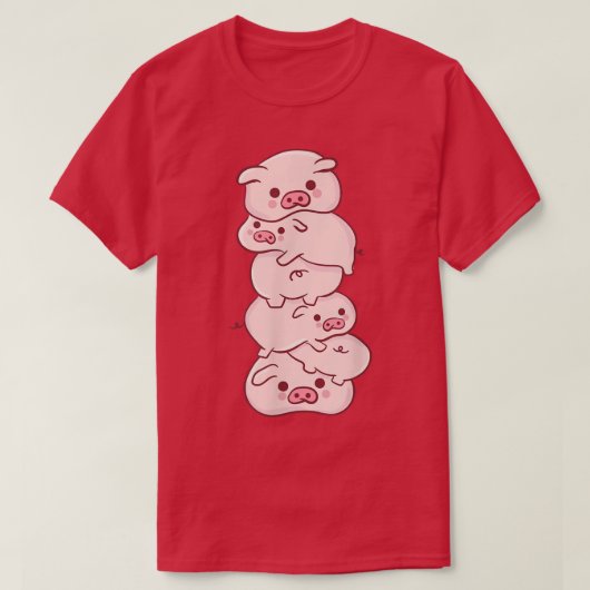 パイル上の豚 – かわいいかわいいアニメ – 豚美学 Tシャツ (デザイン正面)