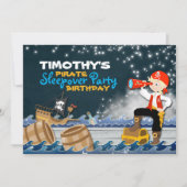 パイレーツお洒落スリープオーバーバースデーパーティー招待状 招待状 (正面)