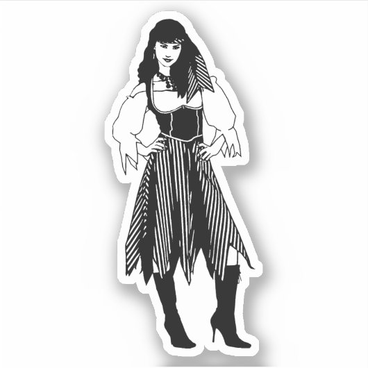 パイレーツかわいらしレディファンタジーオリジナルア航海のート シール (正面)