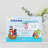 パイレーツとマーメイドカラフル・キッドの誕生日パーティー 招待状 (スタンド正面)