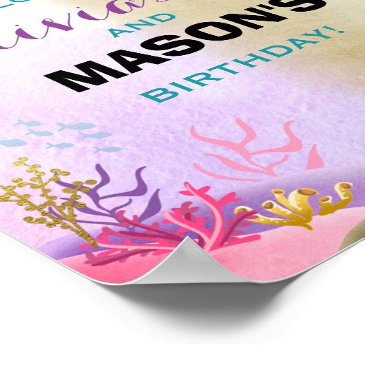 パイレーツと人魚の誕生日ウェルカムサイン ポスター (角)