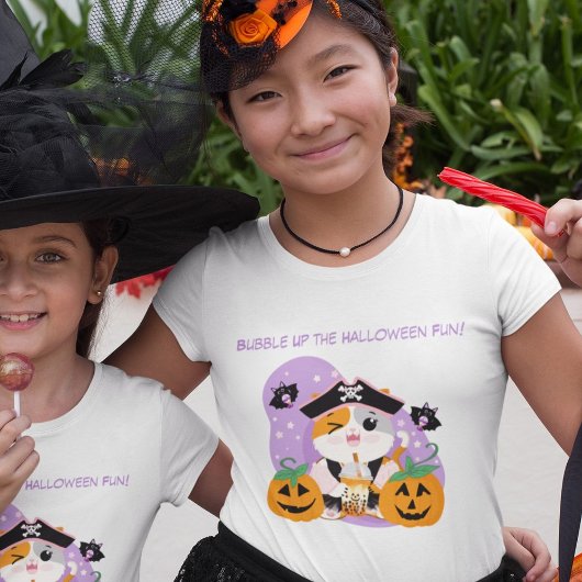 パイレーツのかわいいネコのハロウィン バブルティー Tシャツ