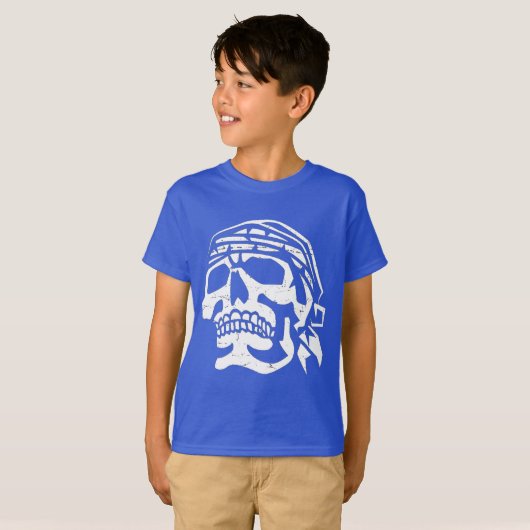 パイレーツのドクロ(ディストレス加工) Tシャツ (正面フル)