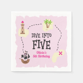 パイレーツのマップが5ピンクの5誕生日に飛び込む スタンダードカクテルナプキン