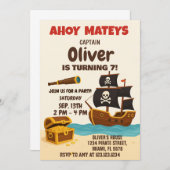 パイレーツはっきりしたアドベンチャー誕生日招待状 招待状 (正面/裏面)