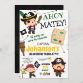 パイレーツアホイマテイボーイバースデーパーティーの招待 招待状 (正面/裏面)