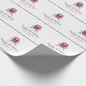 パイレーツガールピンクパーソナライズされたスカル16誕生日 ラッピングペーパー (角)