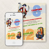 パイレーツゲーマージョイントダブル誕生日招待状 招待状