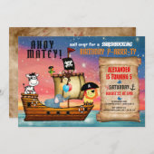 パイレーツサファリアホイマテイ航海のバースデーパーティー 招待状 (正面/裏面)