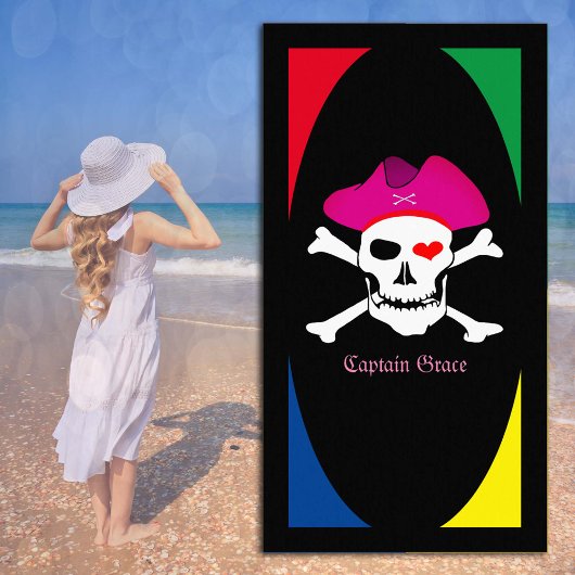 パイレーツタオル、キャプテン"グレース"休日、カラフル ビーチタオル