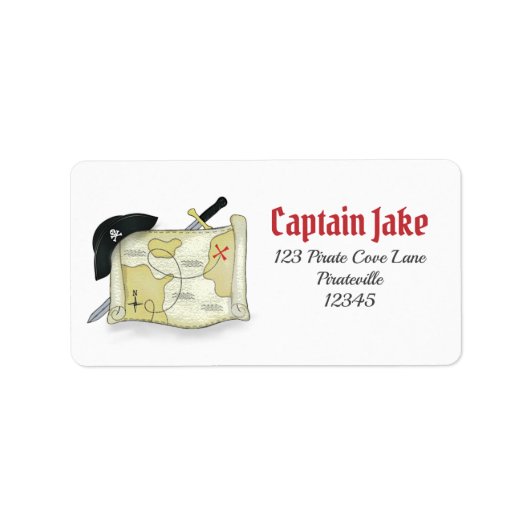 パイレーツトレジャーマップキュートボーイズパーティー ラベル (正面)