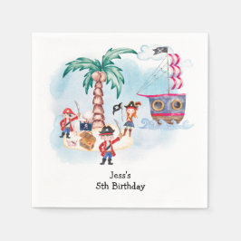 パイレーツトレジャー狩りマップキッズボーイ誕生日 スタンダードカクテルナプキン