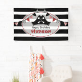 パイレーツハットブラック+ホワイトストライプ誕生日 横断幕 (インサイチュ)