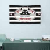 パイレーツハットブラック+ホワイトストライプ誕生日 横断幕 (トレードショー)