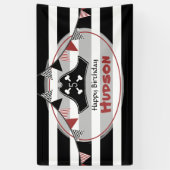 パイレーツハットブラック+ホワイトストライプ誕生日 横断幕 (縦)