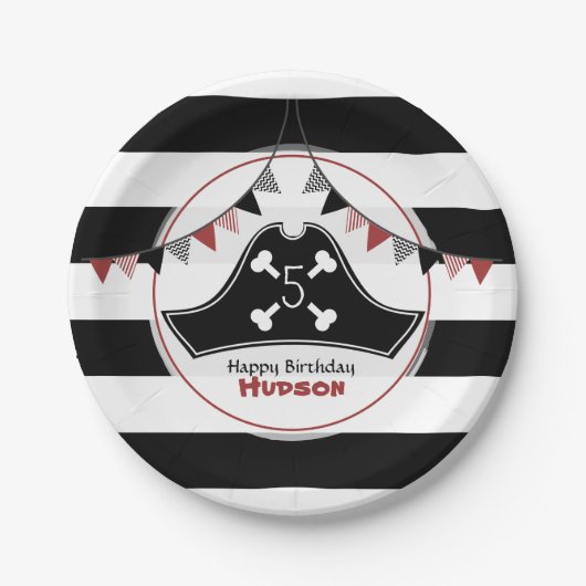 パイレーツハット誕生日 ペーパープレート (正面)