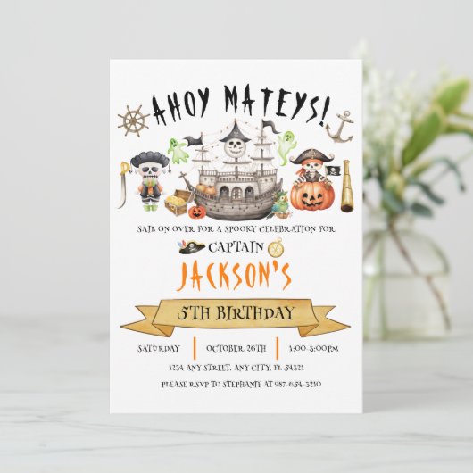 パイレーツハロウィーン子供の誕生日招待状 招待状 (スタンド正面)