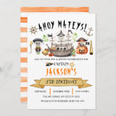 パイレーツハロウィーン子供の誕生日招待状 招待状 (正面/裏面)