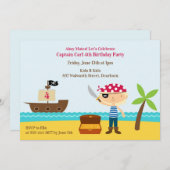 パイレーツバースデーパーティーフラット招待状 招待状 (正面/裏面)