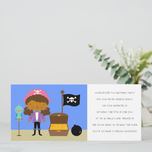 パイレーツバースデーパーティ招待状(女の子用) 招待状 (スタンド正面)