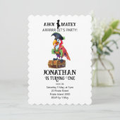 パイレーツパーティー鸚鵡誕生日招待状 招待状 (スタンド正面)