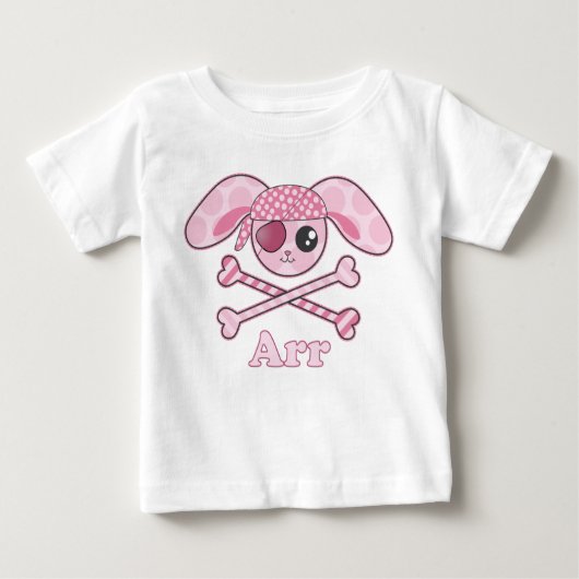 パイレーツピンクかわいいウサギ ベビーTシャツ (正面)