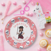 パイレーツピンクガールスカル紙プレート ペーパープレート (パーティー)