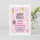 パイレーツピンクトレジャーマップ誕生日招待状 招待状 (スタンド正面)