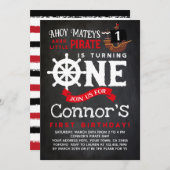 パイレーツファースト誕生日シャルボード招待状 招待状 (正面/裏面)