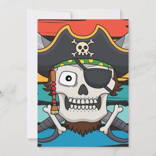 パイレーツフィエスおもしろいタ海賊漫画バースデーパーティー 招待状 (裏面)