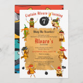 パイレーツフィエスおもしろいタ海賊漫画バースデーパーティー 招待状 (正面/裏面)