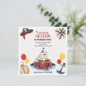 パイレーツ航海のシー誕生日招待状フラットカード シーズンカード (スタンド正面)