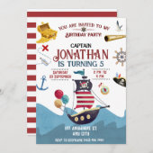 パイレーツ誕生日アホイボーイパーティの招待状 招待状 (正面/裏面)