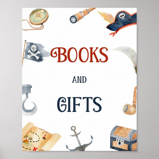 パイレーツ赤ちゃんシャワー本とギフトサイン ポスター (正面)