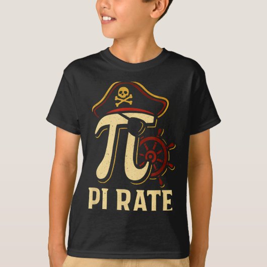 パイレーツ風かわいい数学 海賊 パイの日 3.14 先生 Tシャツ (正面)
