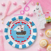 パイレート誕生日かわいい船の子パーソナライズされた供たち ペーパープレート (パーティー)
