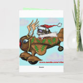 パイロットおもしろいサンタオンルドルフ飛行機クリスマスカード シーズンカード (裏面)