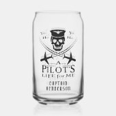 パイロットおもしろいスカル飛行機海賊ユーモア |カスタム ガラス缶 (裏面)