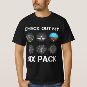 パイロットおもしろいトップ飛行機6パック飛行計器 Tシャツ