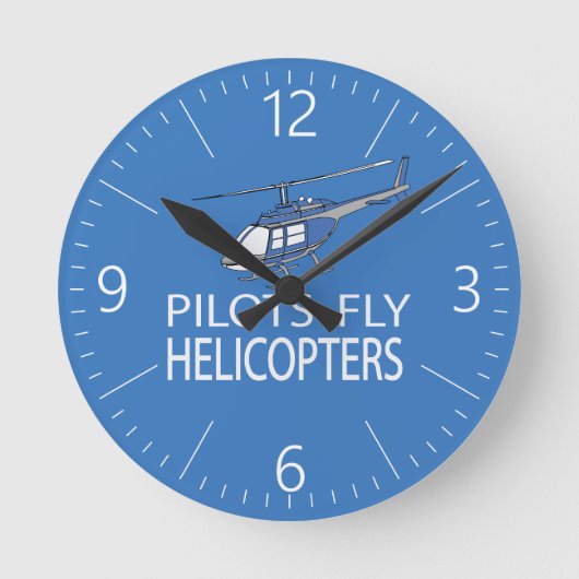 パイロットがヘリコプターを操縦する ラウンド壁時計 (正面)
