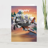 パイロットが飛行機を操縦、クールな航空の誕生日 カード (正面)