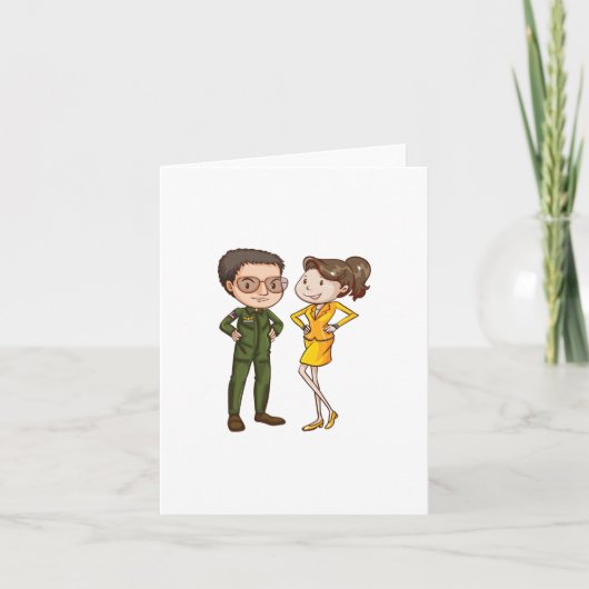 パイロットとエアホステルノートカード カード (正面)