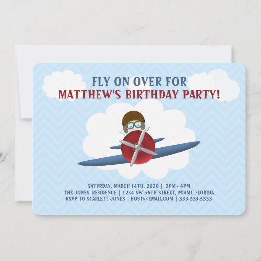 パイロットと彼の飛行機 招待状 (正面)
