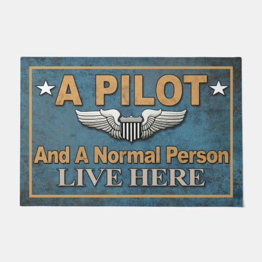 パイロットと普通の人がここに住んでいるマット ドアマット (正面)