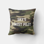 パイロットと軍隊の飛行機、カモフラージュ、ミニマル クッション (裏面)