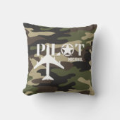 パイロットと軍隊の飛行機、カモフラージュ、ミニマル クッション (正面)