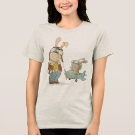パイロットのヘルメットの可愛いバンニー トライブレンドTシャツ