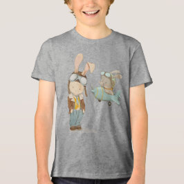 パイロットのヘルメットの可愛いバンニー トライブレンドＴシャツ