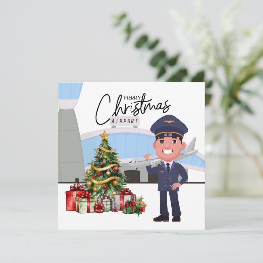 パイロットのユニフォームとクリスマスをテーマにした シーズンカード (スタンド正面)